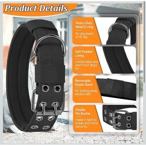 Tactical Dog Collar Military Adjustable Training With Metal Buckles Black XL
